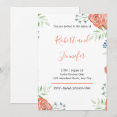 Russe aquarelle Rose orange Faire-part de mariage (Devant / Derrière)