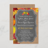 Russe Automne quitte Burlap Faire-part de mariage (Devant / Derrière)