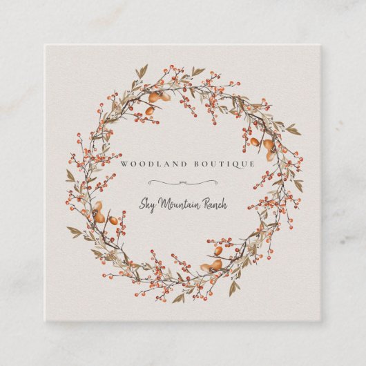 Russe Automne Woodland Wreath Cartes de visite (Devant)
