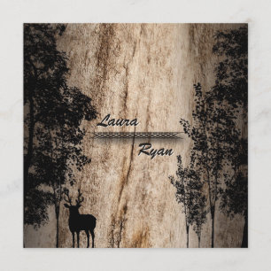 Russe Barne Board Deer & Tree Faire-part de mariag