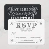 Russe Black Burlap Réponse du Mariage RSVP (Devant / Derrière)