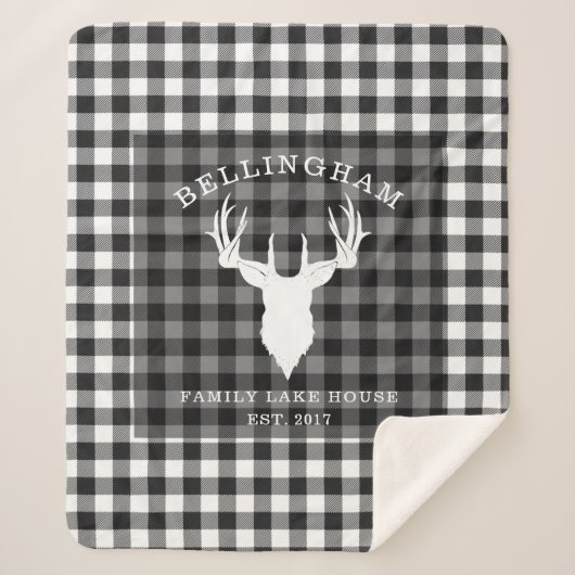 Russe Black White Lake House Plaid Famille (Devant)