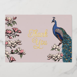 Russe Blush rose et or Peacock Carte de remercieme