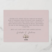 Russe Blush rose et or Peacock Carte de remercieme (Verso)