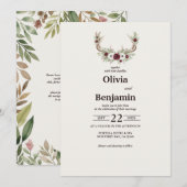Russe Boho Deer Antlers Faire-part de mariage (Devant / Derrière)