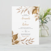 Russe Boho Feuille Faire-part de mariage (Debout devant)