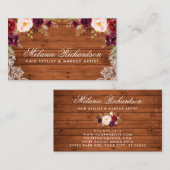 Russe Bourgogne Floral dentelle Carte de visite (Devant / Derrière)