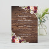 Russe Bourgogne Floral Faire-part de mariage de de (Debout devant)