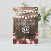 Russe Bourgogne Floral Mariage QR RSVP (Debout devant)