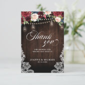 Russe Bourgogne Floral Mason Jar Merci Mariage (Debout devant)