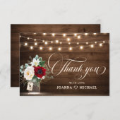 Russe Bourgogne Floral Mason Jar Merci Mariage (Devant / Derrière)