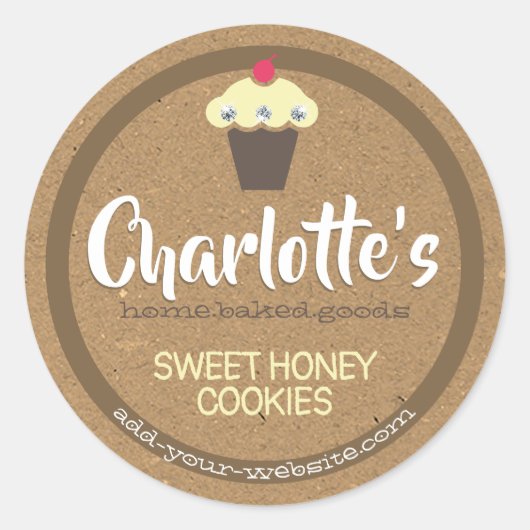 Russe Brown Kraft papier Cupcake Cute Étiquette de (Devant)