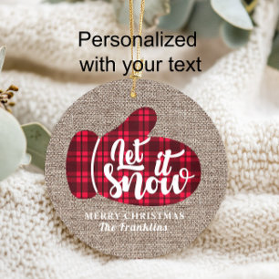 Russe Buffalo Plaid Burlap Laisser Il Neige Noël