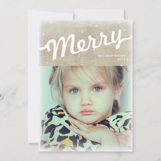 Russe Burlap Big Joyeux Carte photo de Noël (Devant)