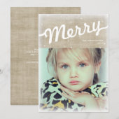 Russe Burlap Big Joyeux Carte photo de Noël (Devant / Derrière)