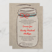 Russe Burlap et Mason Jar Faire-part de mariage (Devant / Derrière)