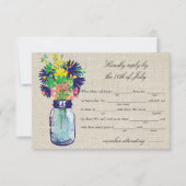 Russe Burlap Mason Jar & Fleur sauvage RSVP Lib (Devant)
