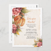 Russe Citrouille Floral Thanksgiving Invitation (Devant / Derrière)