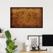 Russe effet 3D World Map Art Poster (Bureau à domicile)