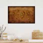 Russe effet 3D World Map Art Poster (Cuisine)