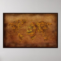 Russe effet 3D World Map Art Poster