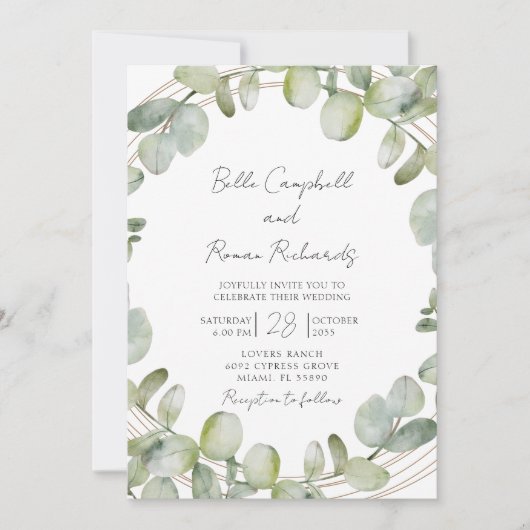 Russe Eucalyptus Sage Green Faire-part de mariage (Devant)