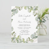 Russe Eucalyptus Sage Green Faire-part de mariage (Debout devant)