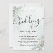 Russe Eucalyptus Sage Green Faire-part de mariage (Devant)