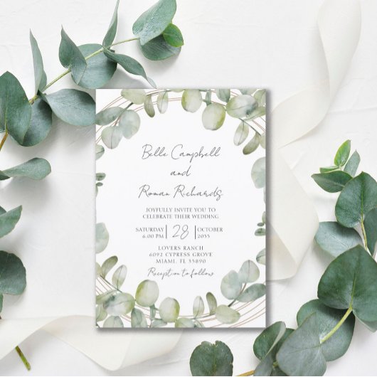Russe Eucalyptus Sage Green Faire-part de mariage