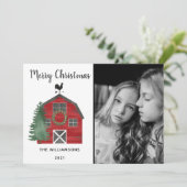 Russe Farm Buffalo Plaid Photo Carte de Noël (Debout devant)