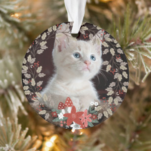 Russe Feuille Chat Pet Photo Wreath Noël