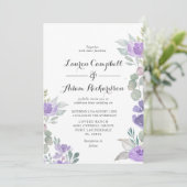 Russe Floral Eucalyptus Violet Faire-part de maria (Debout devant)