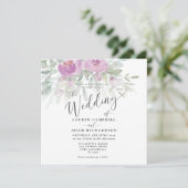 Russe Floral rose Eucalyptus Faire-part de mariage (Debout devant)