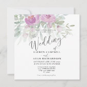 Russe Floral rose Eucalyptus Faire-part de mariage (Devant)