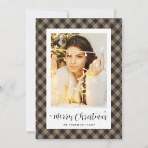 Russe Khaki Buffalo Plaid Photo Cartes de Noël