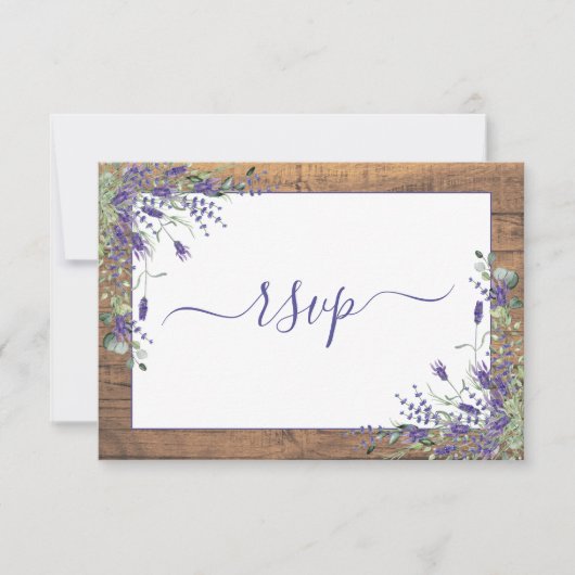 Russe Lavande Eucalyptus Script Bois RSVP (Devant)