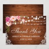 Russe Mariage Bois rose Lumières Florales Merci (Devant / Derrière)