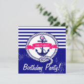 Russe Marine Bleu Nautique Anniversaire Invitation (Debout devant)