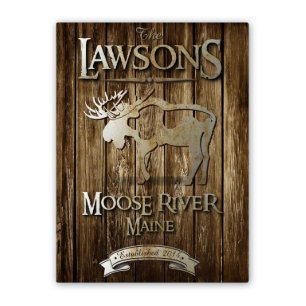 Russe Moose Cabine Faux Bois Canvas Mur Art