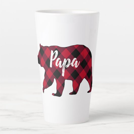 Russe Papa Ours Rouge Buffle Plaid Latte Mug (Devant)