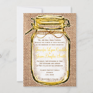 Russe Pays Mason Jar Burlap Faire-part de mariage