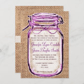 Russe Pays Mason Jar Burlap Faire-part de mariage (Devant / Derrière)