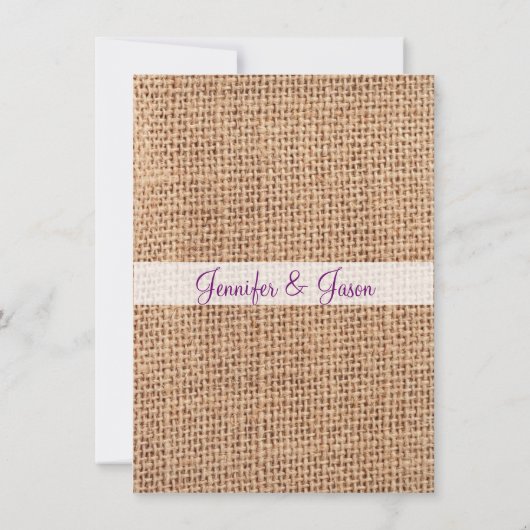 Russe Pays Mason Jar Burlap Faire-part de mariage (Dos)