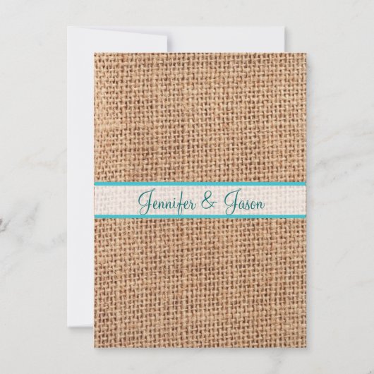 Russe Pays Mason Jar Burlap Faire-part de mariage (Dos)