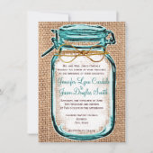 Russe Pays Mason Jar Burlap Faire-part de mariage (Devant)
