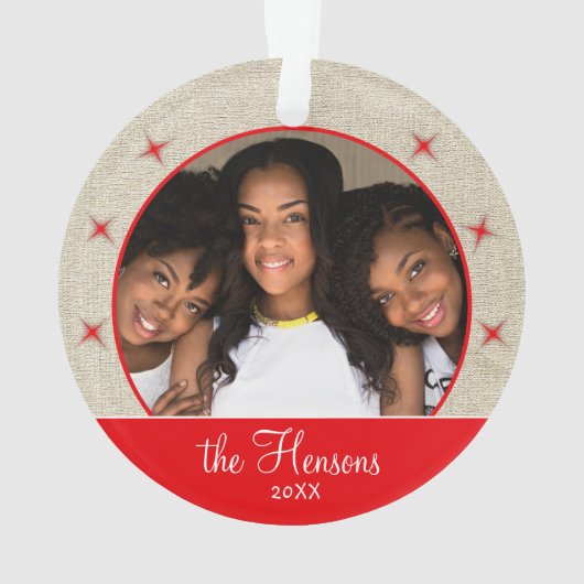 Russe Red Snowflake Photo Christmas Keepsaké (dos)