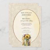 Russe Sunflower Fall Mason Jar Faire-part de maria (Devant / Derrière)