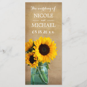 Russe Sunflower Mason Jar Programme de Mariage cam