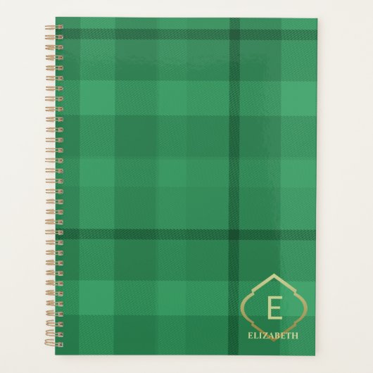 Russe Tartan Forest Vert Monogramme Or (Devant)