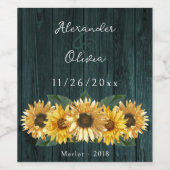 Russe Turquoise Tournesol Mariage Vin Étiquette (Étiquettes simples)